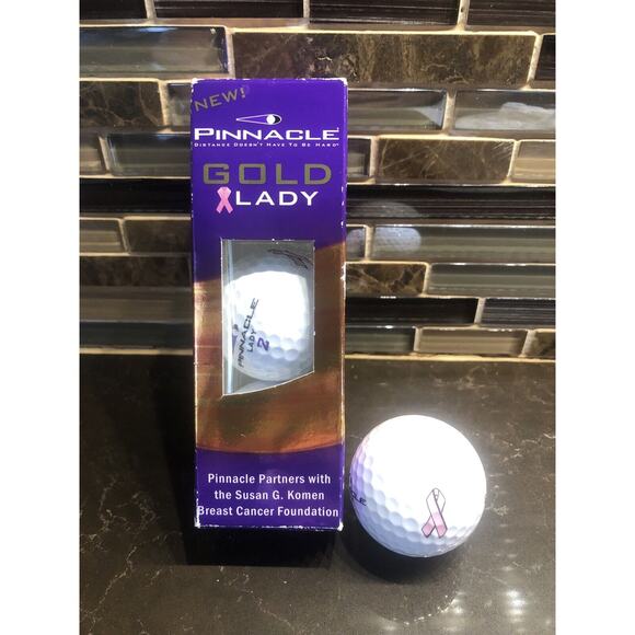 Pinnacle Gold Lady 2 Golf 3 Balls Komen Breast Cancer Pink Ribbon 1 Sleeve - Picture 2 of 3